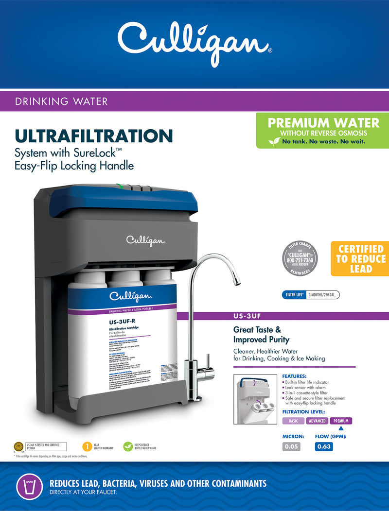 US-3UF Ultra Filtration Under Sink Filtration System - Premium